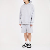 Men Printed Oversized Hoodie - Melange Grey - SM2307095C