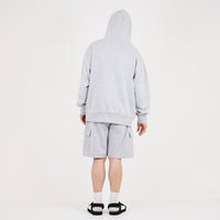 Men Printed Oversized Hoodie - Melange Grey - SM2307095C