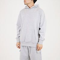 Men Printed Oversized Hoodie - Melange Grey - SM2307095C
