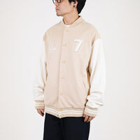 Men Oversized Varsity Jacket - Beige - SM2307098Z