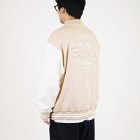 Men Oversized Varsity Jacket - Beige - SM2307098Z