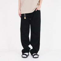 Men Straight Cut Long Jeans With Belt - Black - SM2308125C