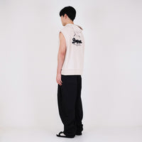 Men Oversized Sleeveless Hoodie - Sand - SM2311167A