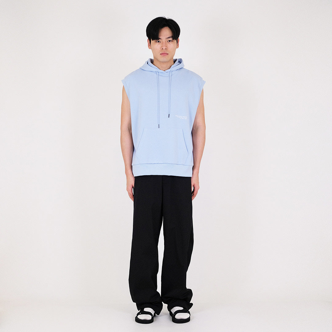 Men Oversized Sleeveless Hoodie - Light Blue - SM2311167B