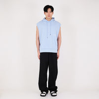 Men Oversized Sleeveless Hoodie - Light Blue - SM2311167B
