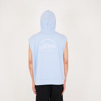 Men Oversized Sleeveless Hoodie - Light Blue - SM2311167B