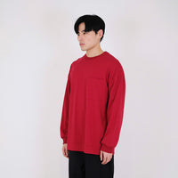 Men Oversized Long Sleeve Top - Dark Red - SM2312190B