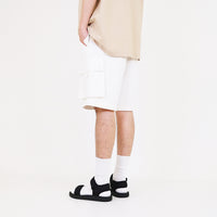Men Slim Fit Twill Cargo Shorts - Off White - SM2312194A