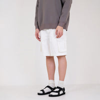Men Slim Fit Twill Cargo Shorts - Off White - SM2312194A