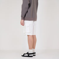 Men Slim Fit Twill Cargo Shorts - Off White - SM2312194A