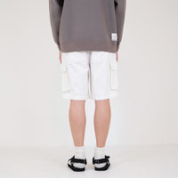 Men Slim Fit Twill Cargo Shorts - Off White - SM2312194A