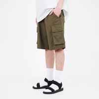 Men Slim Fit Twill Cargo Shorts - Army Green - SM2312194C