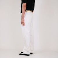 Men Slim Cut Long Jeans With Belt - Off White - SM2312195A
