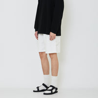 Men Slim Fit Worker Twill Shorts - Off White - SM2401014A