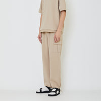 Men Pique Cargo Sweatpants - Beige - SM2402026B
