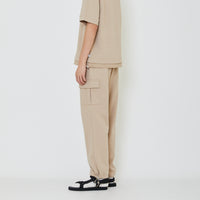 Men Pique Cargo Sweatpants - Beige - SM2402026B