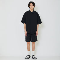 Men Oversized Nylon Shirt - Black - SM2402034C