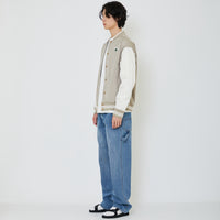 Men Oversized Varsity Jacket - Beige - SM2402036A