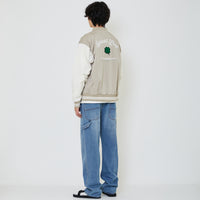 Men Oversized Varsity Jacket - Beige - SM2402036A