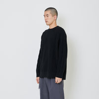 Men Oversized Cable Knit Sweater - Black - SM2405091B