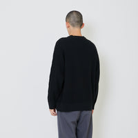 Men Oversized Cable Knit Sweater - Black - SM2405091B
