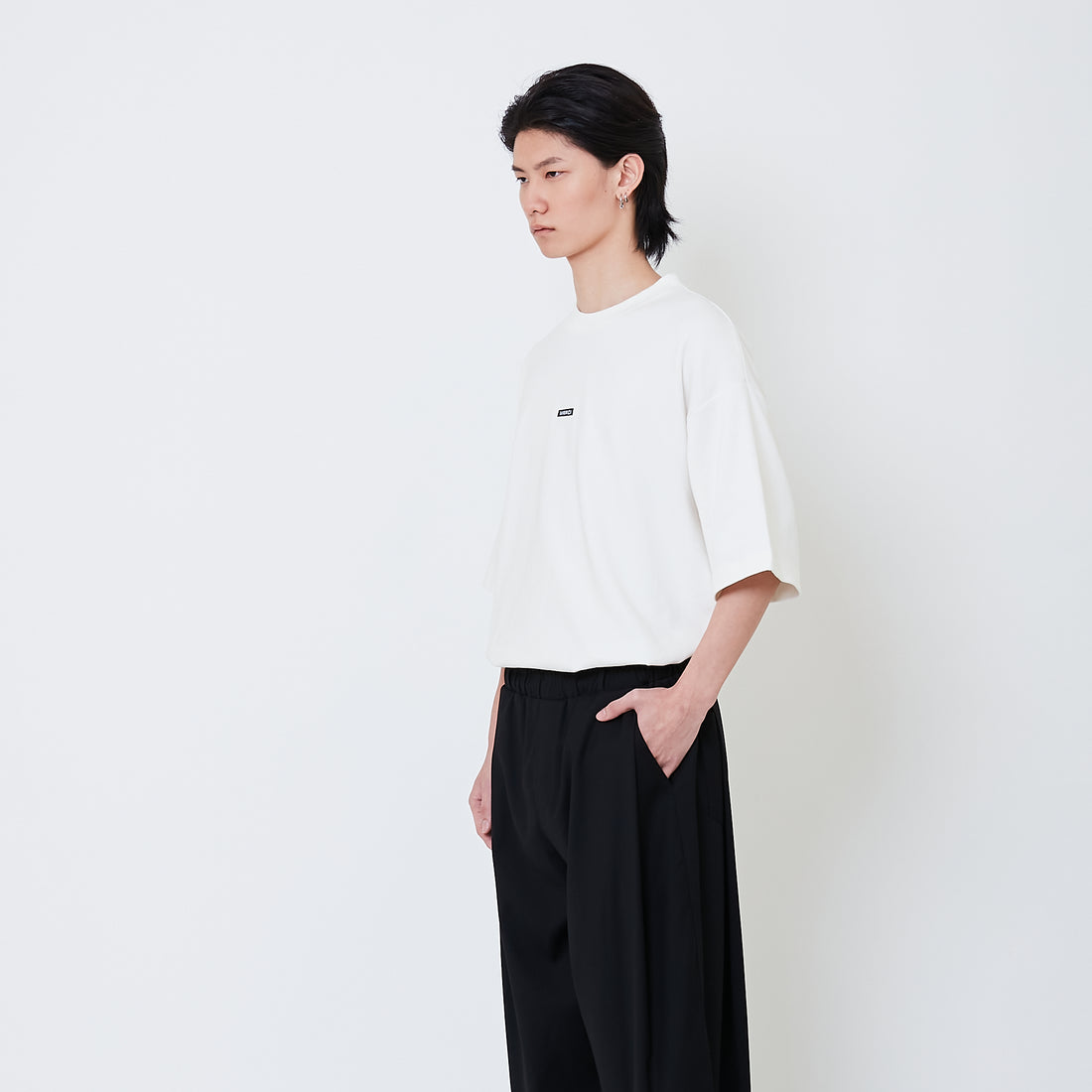 Men Wide Leg Long Pleated Pants - Black - SM2410201B