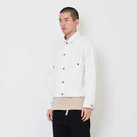 Men Oversized Cropped Denim Jacket - Off White - SM2410209A