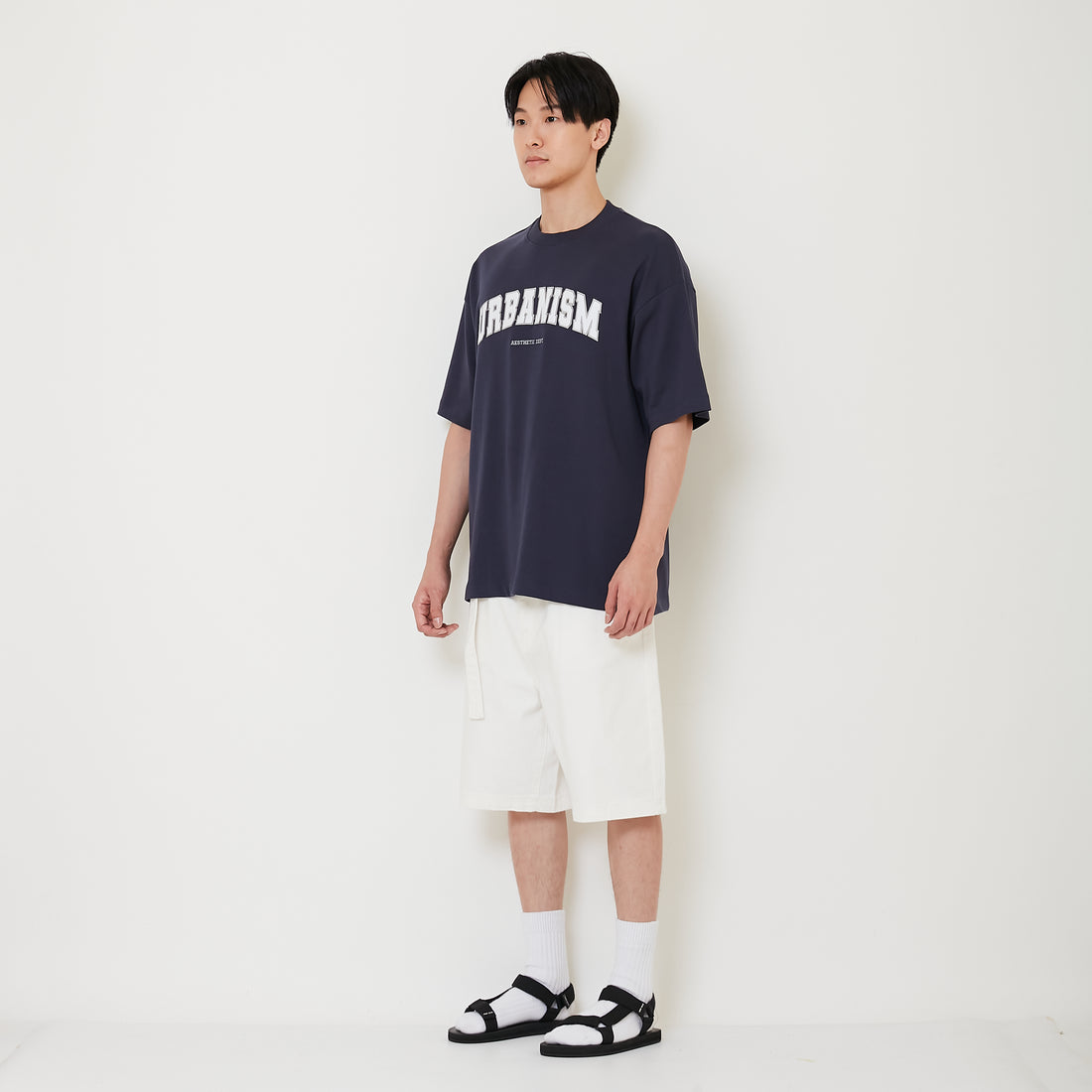 Men Baggy Fit Jorts - Off White - SM2411223A