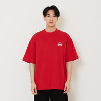 Men Printed Oversized Tee - Dark Red - SM2411229C