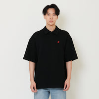 Men Oversized Polo Tee - Black - SM2411232C