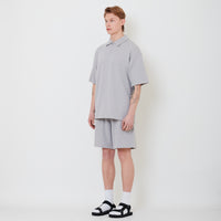 Men Waffle Knit Shorts - Light Grey - SM2502028B