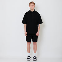 Men Waffle Knit Shorts - Black - SM2502028C