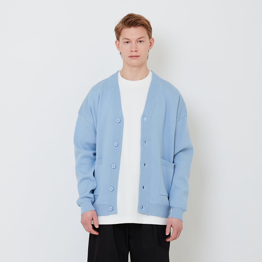 Men Oversized Cardigan - Violet - SM2502037A