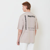 Men Printed Oversized Tee - Stone - SM2503052C