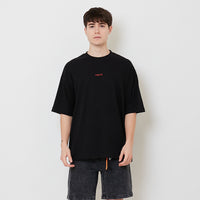 Men Printed Oversized Tee - Black - SM2504088D