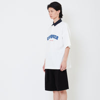 Mens Oversized Embroidery Polo Tee - Off White - SM2504091A