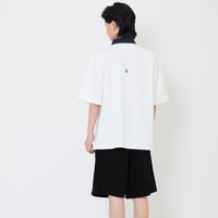 Mens Oversized Embroidery Polo Tee - Off White - SM2504091A