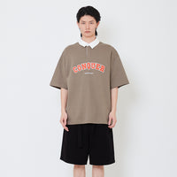 Mens Oversized Embroidery Polo Tee - Army Green - SM2504091B