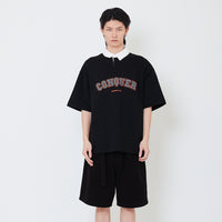 Mens Oversized Embroidery Polo Tee - Black - SM2504091C