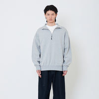 Men Oversized Quarter-Zip Sweatshirt - Melange Grey - SM2505092B