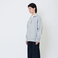 Men Oversized Quarter-Zip Sweatshirt - Melange Grey - SM2505092B