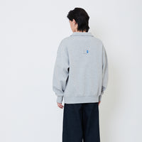 Men Oversized Quarter-Zip Sweatshirt - Melange Grey - SM2505092B