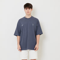 Men Printed Oversized Tee - Dark Blue - SM2505100C