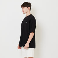 Men Printed Oversized Tee - Black - SM2505100D