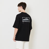 Men Printed Oversized Tee - Black - SM2505100D