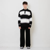 Men Wide Leg Long Jeans - Black - SM2506111B