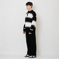 Men Wide Leg Long Jeans - Black - SM2506111B