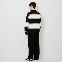 Men Wide Leg Long Jeans - Black - SM2506111B