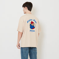 Men Embroidery Oversized Tee - Beige - SM2507115B