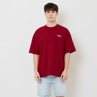 Men Embroidery Oversized Tee - Maroon - SM2507117C